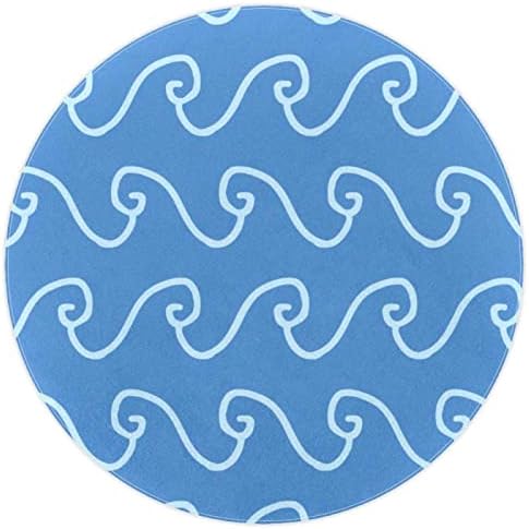 Llnsupply Kids ćilim 4 FT Veliki okrugli prostirke za djevojčice Dječaci Baby - plavi val, kućni dekor sklopivi dječji reprodukcijski