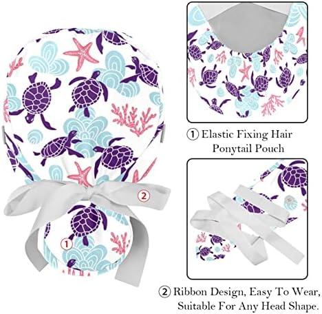 2 Pakirajte radne kapice sa duksevima za žene, umjetničke morske kornjače Ponytail torbica šeširi