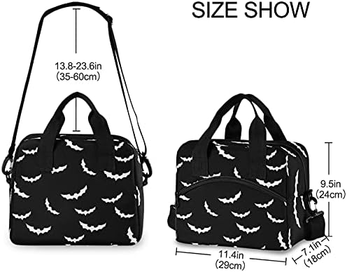 Bats halloween lunch Bags for Women Black Lunch tote Bag Lunch Box Water-resistant Thermal Cooler Bag lunch Organizer for Working