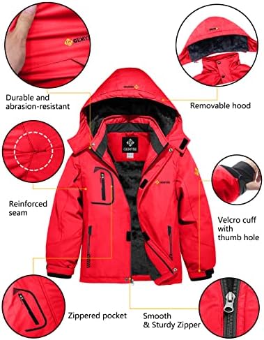 Vodootporna jakna za skijaški snijeg GEMYSE Boy flis zimska jakna otporna na vjetar sa kapuljačom