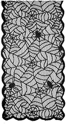 Halloween Spiderweb crna čipka Tkanina Tkanina trkač 13 x 72 inča od strane zmajeva