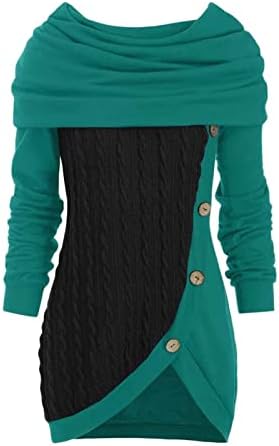 Ženski pulover Dukseri Pachwork asimetrični vrhovi džemper boja patchwork neregularne pletene duksere tople majice