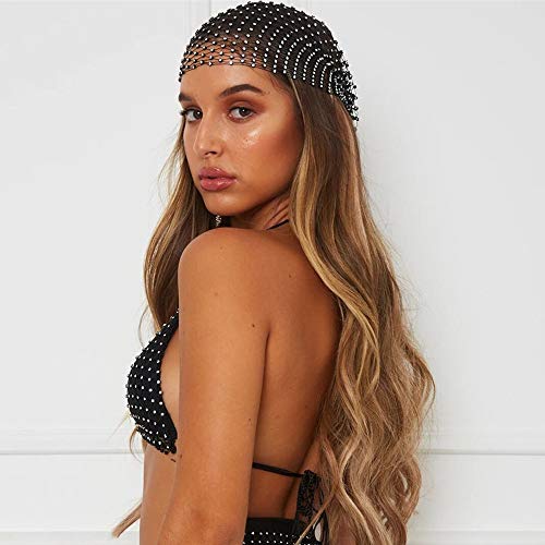 AIBEARTY žene djevojke mrežaste trake za glavu od Rhinestone Glitter izdubite široke trake za kosu elastični Turban marame kristalne