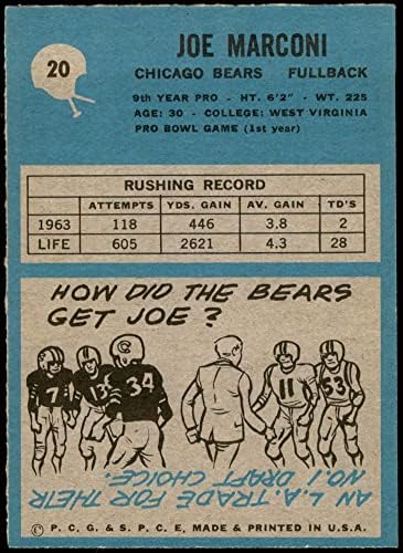 1964 Philadelphia 20 Joe Marconi Chicago Bears Nm Bears West Virginia