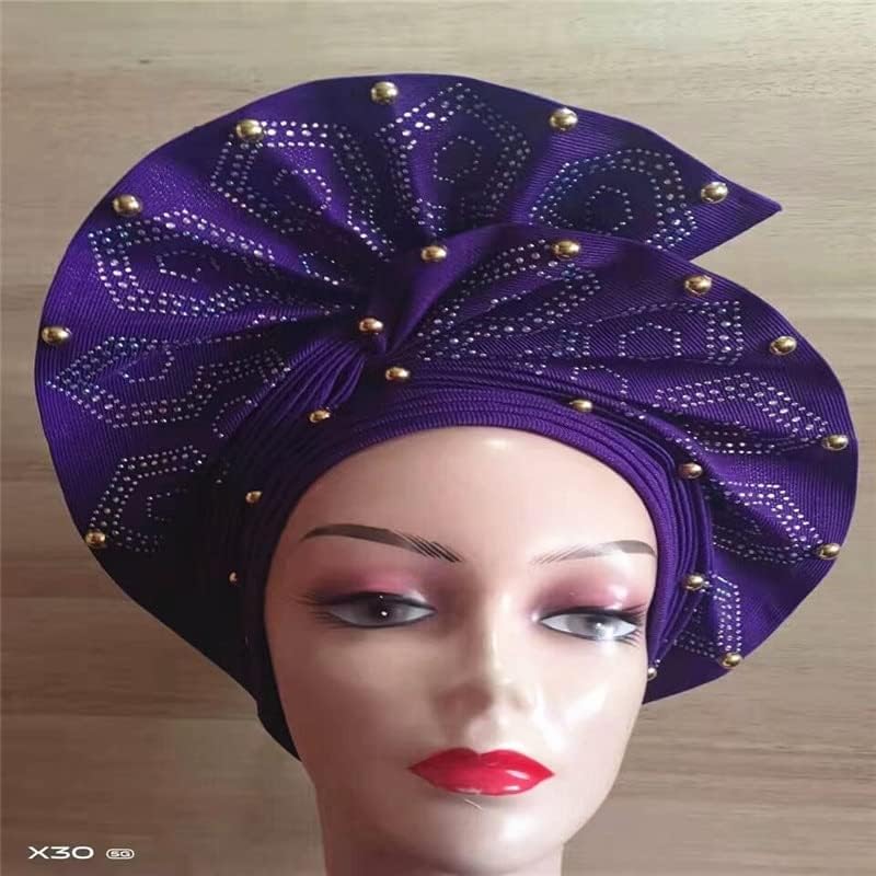 Liocraft Afrička vjenčana traka za glavu za žene, samoproizvedeni Nigerijski Gel, Gel Hele Turban ASO EBI, tkanina za vjenčanu traku