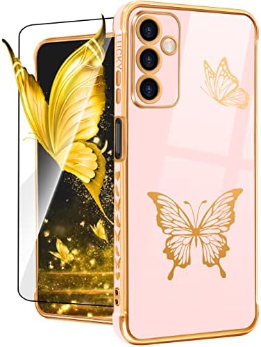 Coralogo za Samsung Galaxy A14 5G Kućište za telefon Leptir za žene Djevojke Girly Lijepe futrole Slatka ružičasta i zlatna ploča