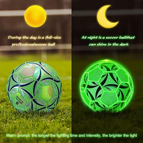Sjaj u tamnoj nogometnoj lopti i nogometnom ciljevu, veličine 5 svjetlosne svjetlosti s pumpom 16,4 ft Vodootporni konop LED svjetla