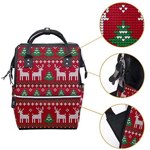 Božićni vilk jeleni crveni pleteni uzorak pelene tote torbe mammy ruksak veliki kapacitet pelena torba za staračku vrećicu za njegu