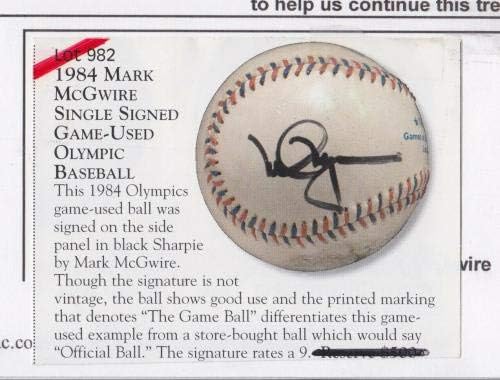 Mark Mcgwire potpisao 1984. godine Baseball Los Angeles Olimpijske igre - autogramirani bejzbol