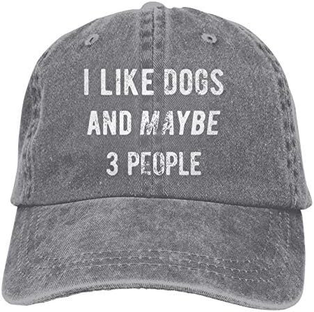 PutMay Volim pse i možda 3 osobe uniseks kaubojski šešir za odrasle pune pamučne zakrivljene podloga bejzbol kapa