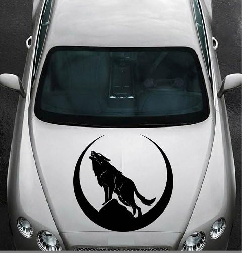 Naljepnice u stilu vozila Automobilski automobil Décor vinilna dekal umjetnička naljepnica zavijaju Wolf mjesec divlji životinjski dizajn za prenošenje za haubu 1161