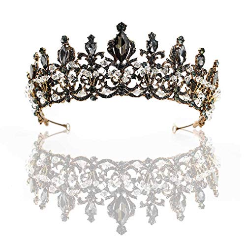 Catery Crne barokne krune i tijare kristalni Rhinestones nevjesta vjenčane kraljice Krune za žene i djevojke dekorativna princeza Tiaras Dodaci za kosu za maturu