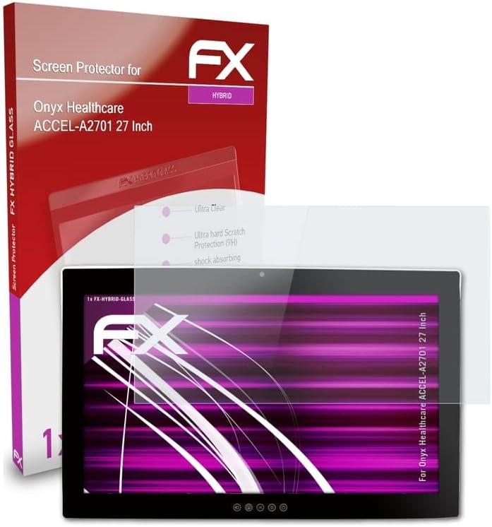 atFoliX zaštitni Film od plastičnog stakla kompatibilan sa Onyx Healthcare ACCEL-A2701 27-inčnim štitnikom za staklo, 9h Hybrid-Glass