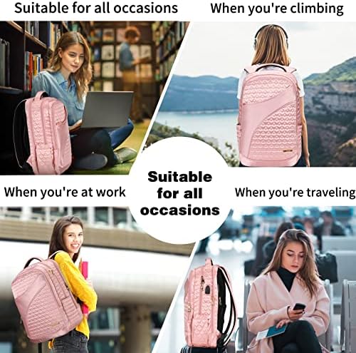 Ruksak za Laptop za žene 17,3 inča za djevojčice Studentski ruksak sa USB priključkom za punjenje, višeslojni dnevni ruksak za putovanje