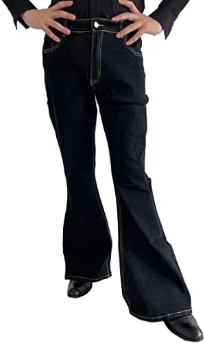 Muška opuštena vintage 60-ih 70-ih Bell dno Stretch Fit Classic Comfort Flares Flares Retro Leg Disco Traym Jeans Hlače