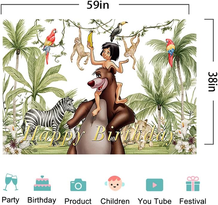 Pozadina knjige iz džungle za potrepštine za rođendanske zabave Forest Wild Baby Shower baner za uređenje rođendanske zabave 5x3ft