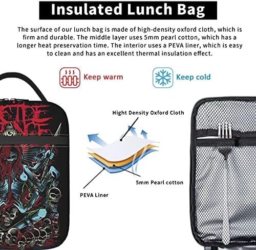 Suicide Rock Band Silence Lunch Box izolovana hladnjača torba za ručak za tinejdžere termo torba za ručak Tote za kancelarijski posao piknik plaža sa podesivim remenom kontejner za ručak