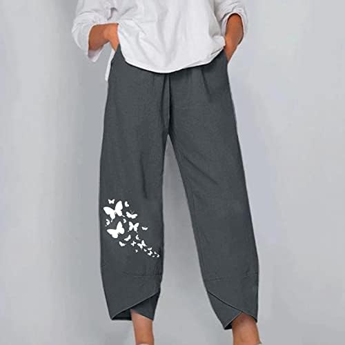 KCJGIKPOK Ženske žetve hlače, široka noga sa visokim strukom labava plant kapri pant s džepovima plus veličine pantalone