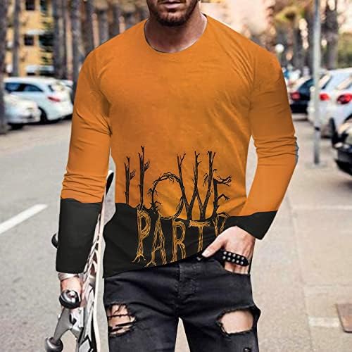 Xxzy 2022 nove muške majice Muške modne casual Halloween Crew Crt 3D digitalni tisak dugih rukava T Raglan rukav