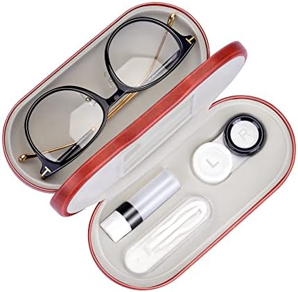 MUF 2 u 1 Kontaktnu kućištu i čaše za naočale, dvostrano dvostruko korištenje Dizajn, propuštanje i prijenosni, piftinu i obnašajuća sočiva boca uključena za putnički komplet