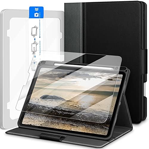Slučaj KingBlanc za iPad Air 5th / 4. Generacija i HD Clear [1-touch instalacija] Zaštitnik zaslona, ​​veganska koža Smart Folio sa držačem olovke, automatsko poravnavanje komplet, 10,9-inčni