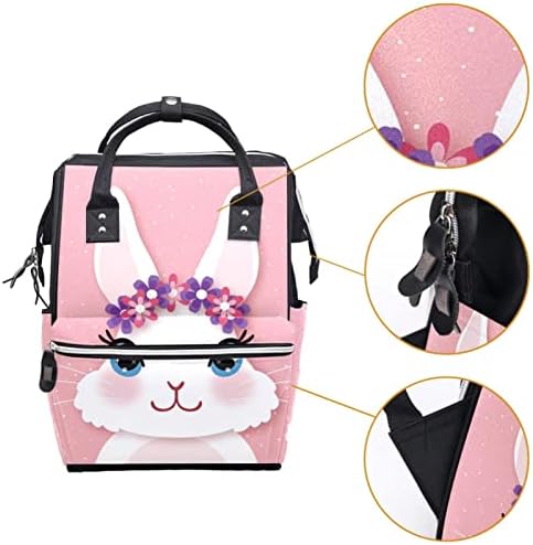 Slatka bijela zeko sa gardom ružičaste pozadine ruksak ruksak za ruksak za prebacivanje od nose za bebe multi funkciju Veliki kapacitet