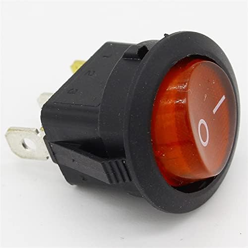 CHANWA 10kom Spst okrugli Prekidač za uključivanje crvenog svjetla 6A / 250V 10A / 125V AC