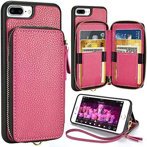 iPhone 8 Plus 7 Plus torbica za novčanik,5,5 inča, ZVE iPhone 8 Plus torbica za novčanik sa zatvaračem sa držačem kreditne kartice