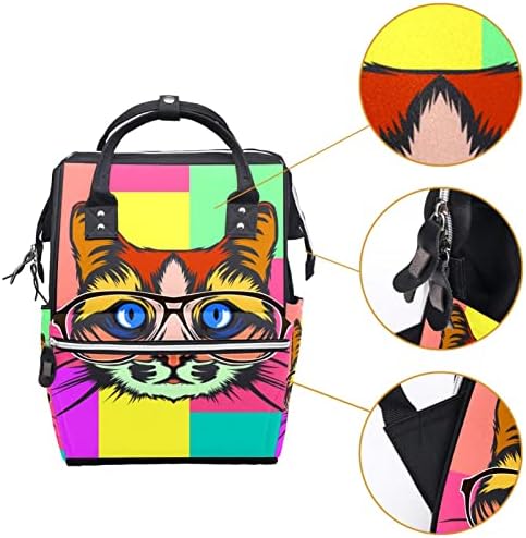 Guerotkr putni ruksak, ruksak za torbu pelena, ruksak pelena, naočale u boji Cat Sažetak