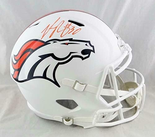 Phillip Lindsay potpisao ugovor sa Denver Broncos F / S Flat White Speed helmets - JSA W auth - autographed NFL Helmets