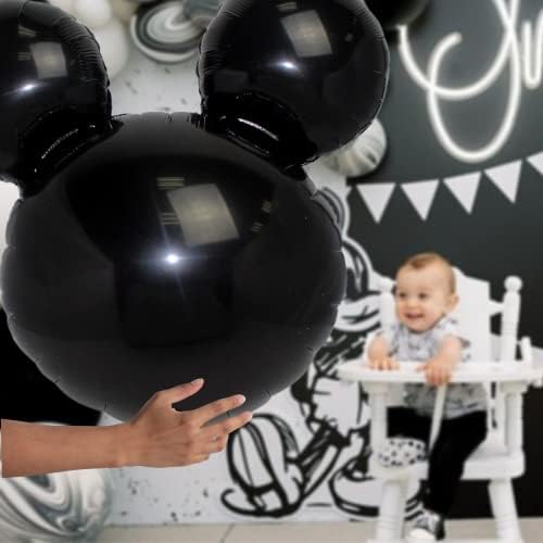 5 kom baloni sa folijom crne glave miša za djecu potrepštine za rođendanske zabave za miševe 24 mišji Mylar Baloni za glavu miša za