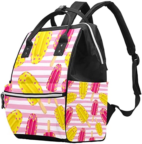 Popsicles Pink Bijeli prugasti uzorak ruksak ruksak bebe pelene promjene torbe s više funkcija Veliki kapacitet putne torbe