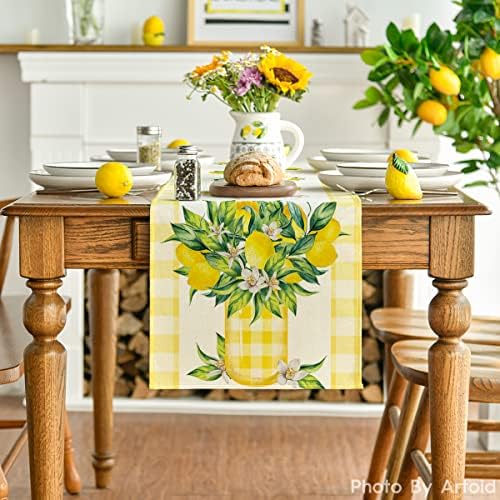 ARTOID režim žuti bivoli plairani vazni limun listove cvjetni ljetni stol trkač, sezonska kuhinja trpezarijski stol ukras za kućni dekor partija 13x72 inča