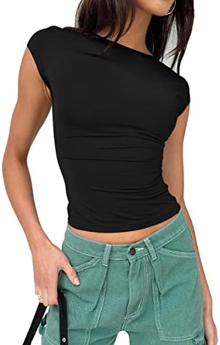 EFAN ženski seksi vrhovi bez leđa otvorene košulje ljetni krop vrhovi kratki rukavi slatka odjeća Y2k vrhovi 2023