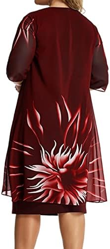 Žene 2023 Lady Elegant pletenje čipke Cape haljina plus veličina tiskanje Oneck Half ruhove haljine midi dugih rukava