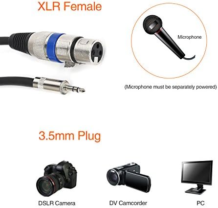 DISINO XLR do 3.5 mm Stereo mikrofonski kabl za kamkordere, DSLR kamere, uređaj za snimanje računara i još mnogo toga-1.6 ft / 50cm