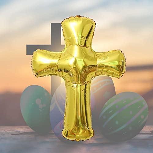 6pcs Cross Balloons Foils Gold Cross Balloons za uskršnji dan Krstim za krštenje Vjenčani kršteni religiozni ukrasi za zabavu