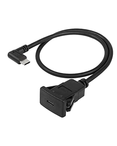 Cerrxian 0,5m Up ugao USB C 2.0 muški do ženskog kvadratnog montažnog kabla za automobil za automobil, brod, motocikl, nadzorna ploča