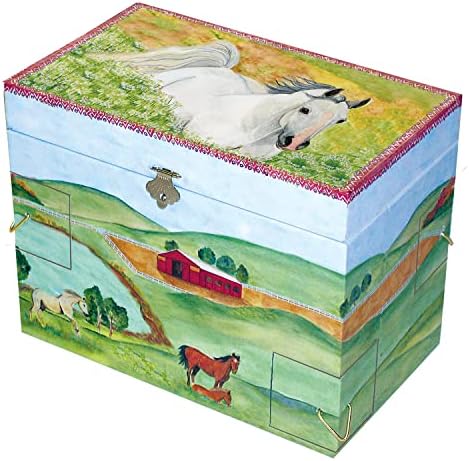 Enchantmints sakriju kutiju za konja za djecu - dječje škrinje za blago sa 4 izvlačenje ladica za skladištenje nakita i dodataka -