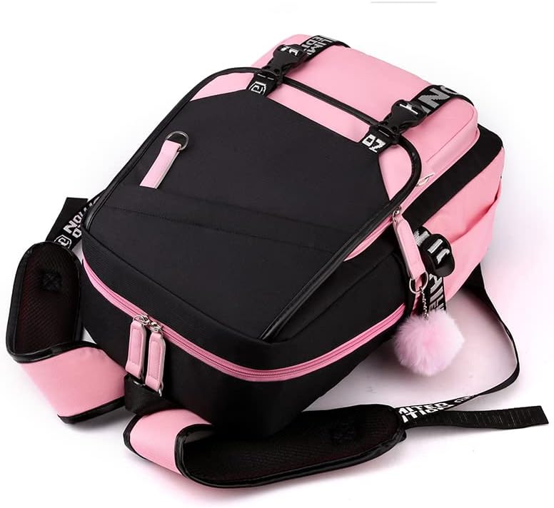 Aezbuxl djevojke lagani ruksak casual USB ruksak prijenosni prijenosna računarska torba izdržljiva tinejdžerska knjiga knjiga crna