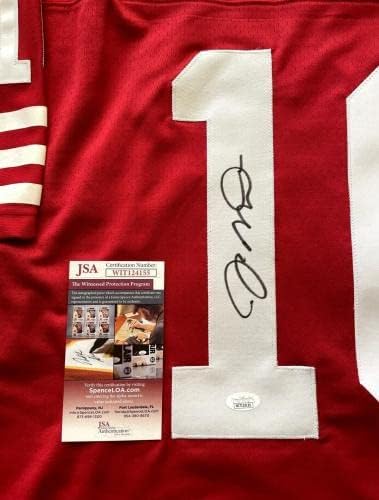 Joe Montana Autographing Potpisan 49ers 1990 mitchell ness crveni šiveni dres JSA - autogramirani NFL dresovi
