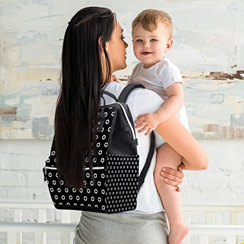 Crno-bijele tačke uzorka ruksak ruksaka za ruksak za djecu za promjene od nose s više funkcija Veliki kapacitet putnička torba