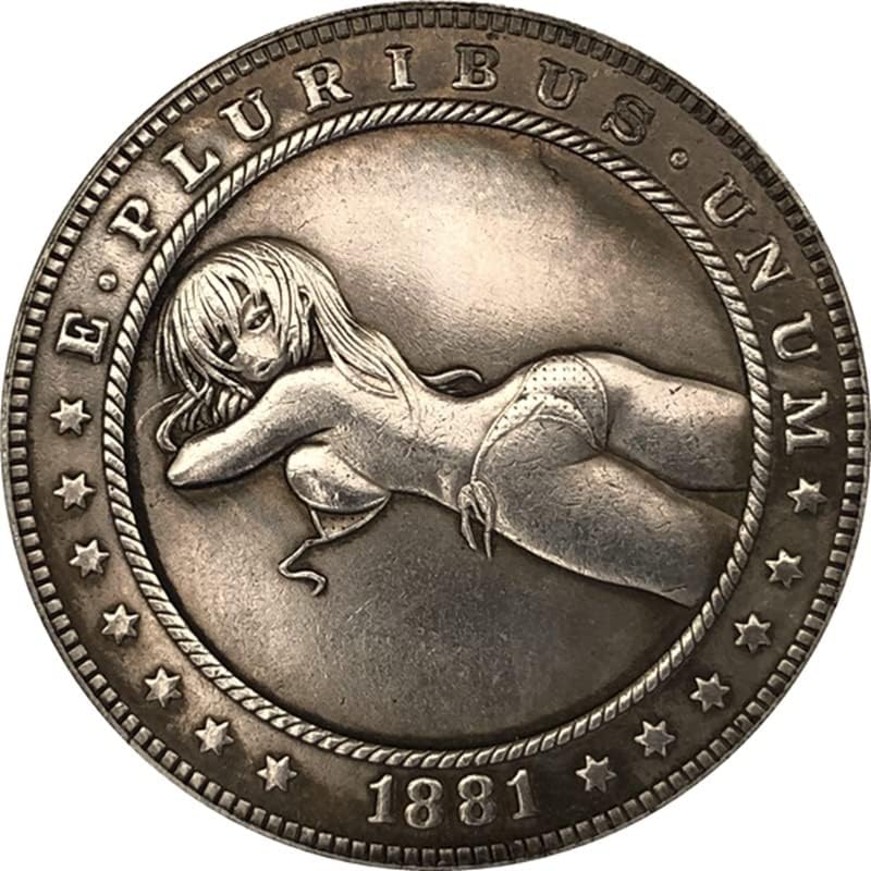 Qingfeng 38mm Antique Silver Dollar Coin American Morgan Tramp Coin 1881cc Craft 121