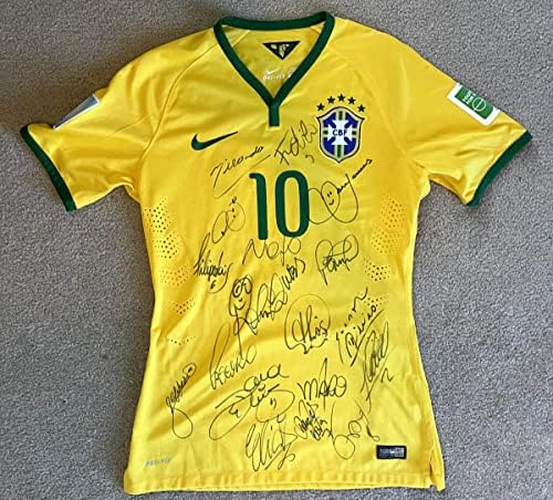 2014 Neymar Igra Igrani Brasil Svjetskog dresa Svjetskog kupa potpisao je trener JSA - autogramirani nogometni dresovi
