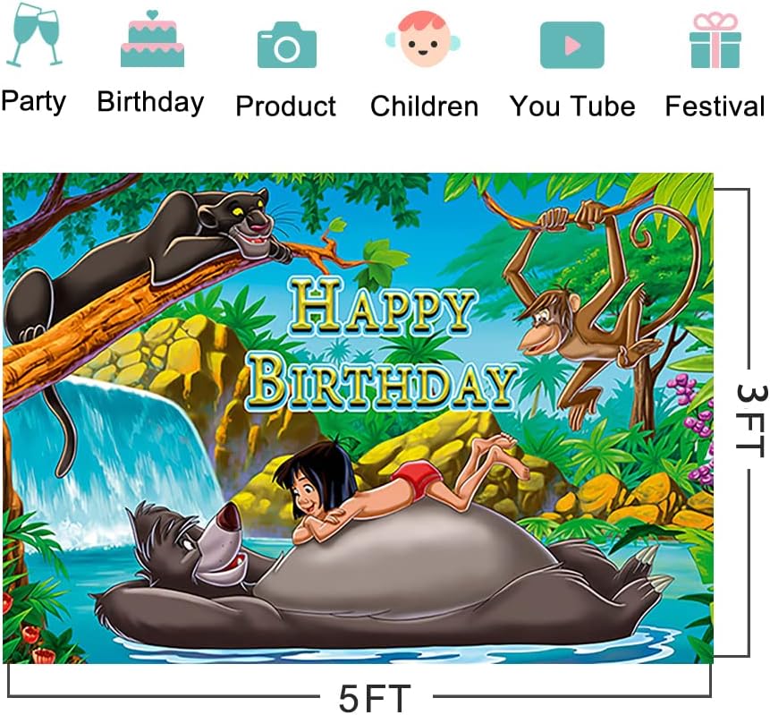 Pozadina knjige iz džungle za potrepštine za zabavu 5x3ft šumske divlje pozadine fotografija nose temu baner za tuširanje beba za