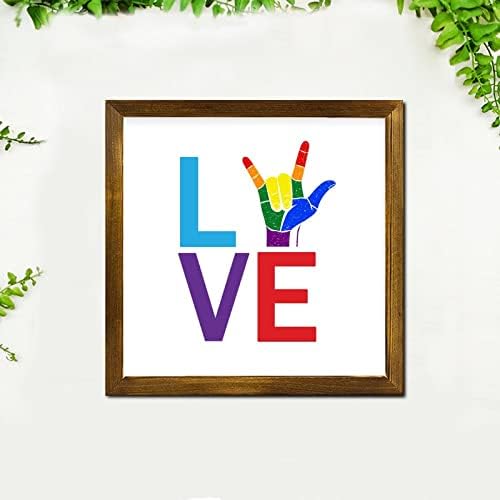 LGBT Pride Wood Framed znakovi Love Rainbow Plam zidni dekor Potpiši klasični lezbijski i gay zidni umjetnička umjetnost Viseće seoske