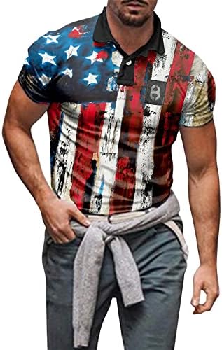 XXBR Day Neovisnosti Polo majice za muškarce, zvijezde i pruge Print TEE majica Patriotska američka zastava TOP majica kratkih rukava