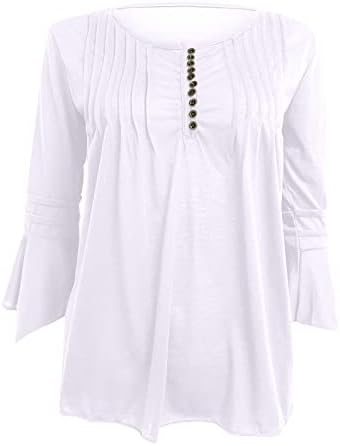 Donje majice bluza za žene 3/4 pamučna pamučna pamučna ploča od pamučne hladne luke rušene buched bluza za rezanje