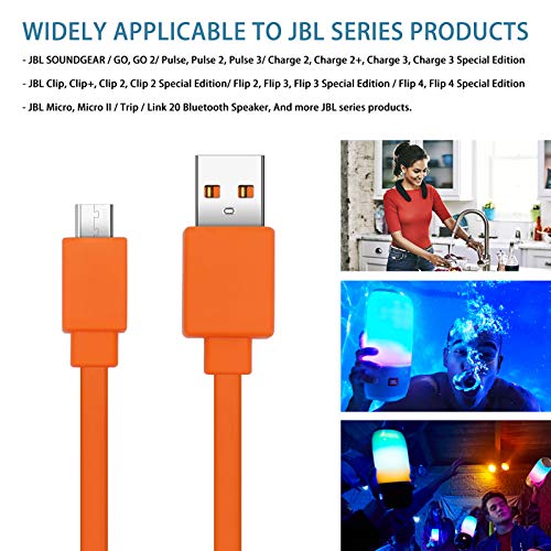 Jainta USB brzi punjač za punjenje kablskog kabela kompatibilan sa JBL bežičnim Bluetooth zvučnikom slušalicama - 3,3ft i narandžasta