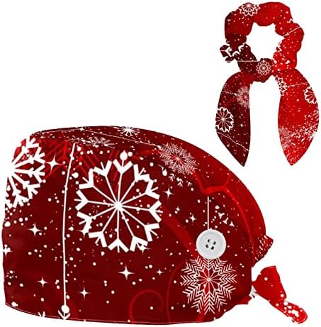 Sestra piling kape žene crvene zimske apstraktne snježne pahulje podesive radne kape s gumbom i lukom kosom